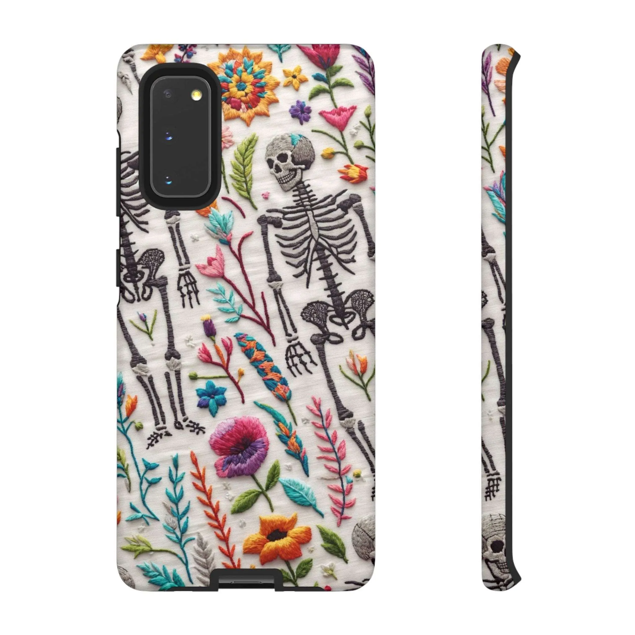 Because nothing says 'I love life' like a skeleton floral cell phone case