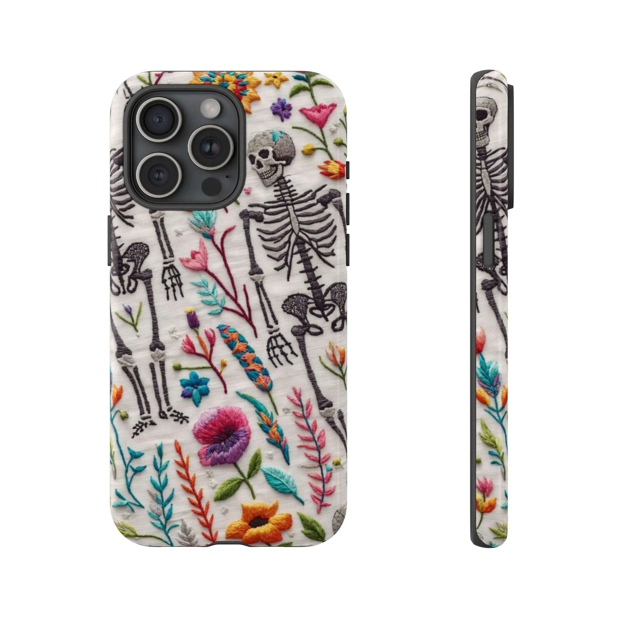 Because nothing says 'I love life' like a skeleton floral cell phone case