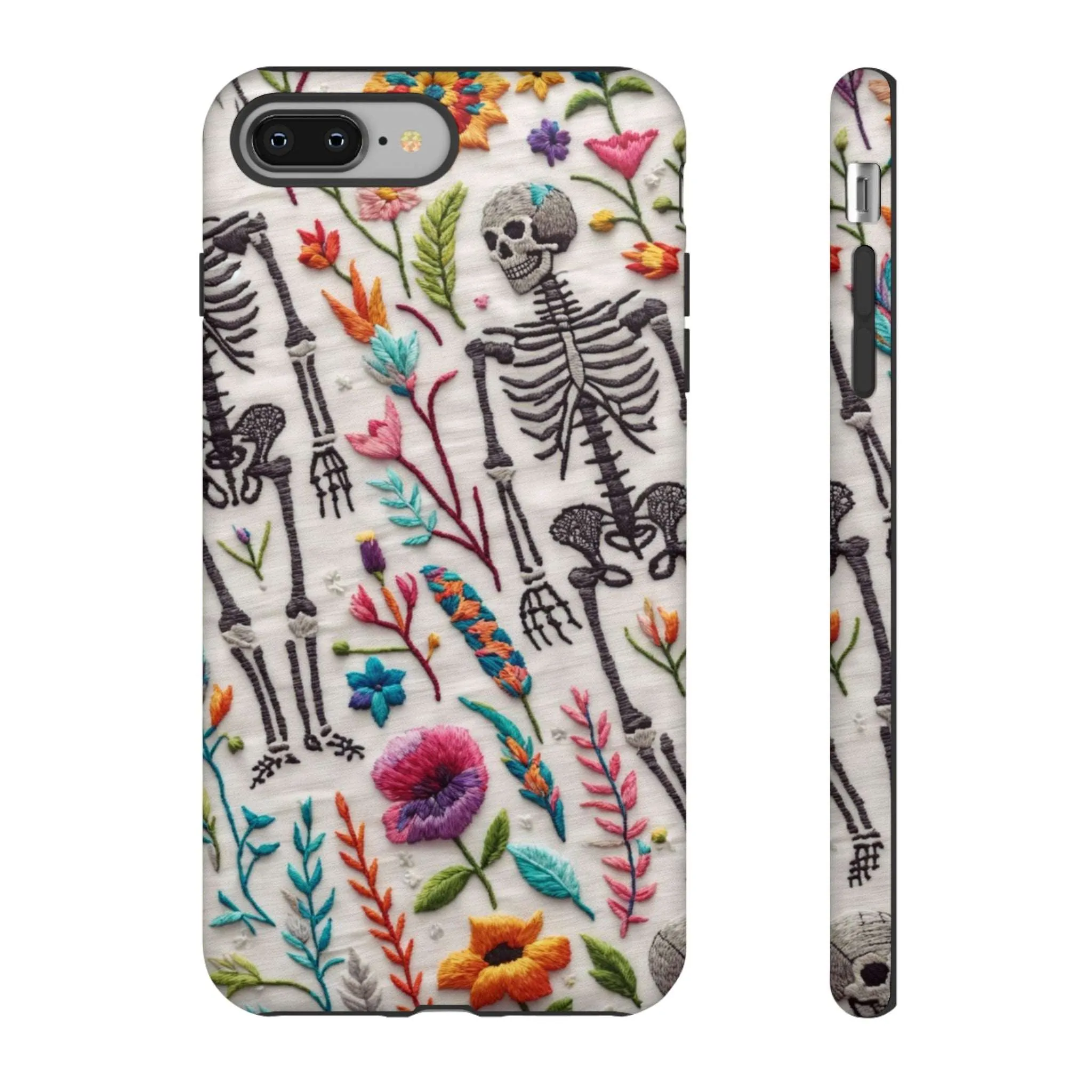 Because nothing says 'I love life' like a skeleton floral cell phone case