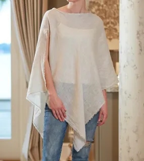 Best Selling European Laurel Linen Poncho with Fringe