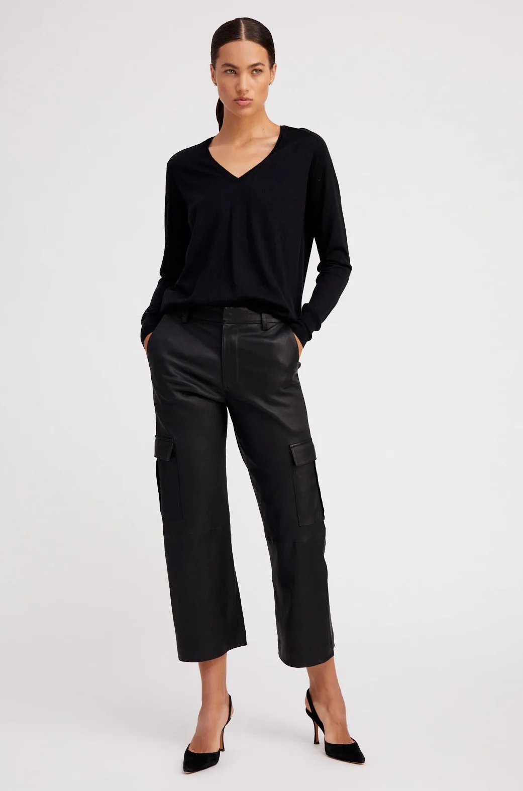 Black Cashmere V-Neck Sweater