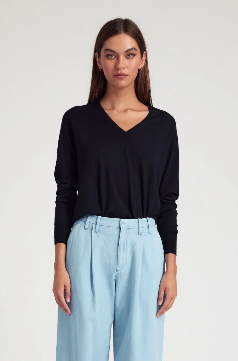 Black Cashmere V-Neck Sweater