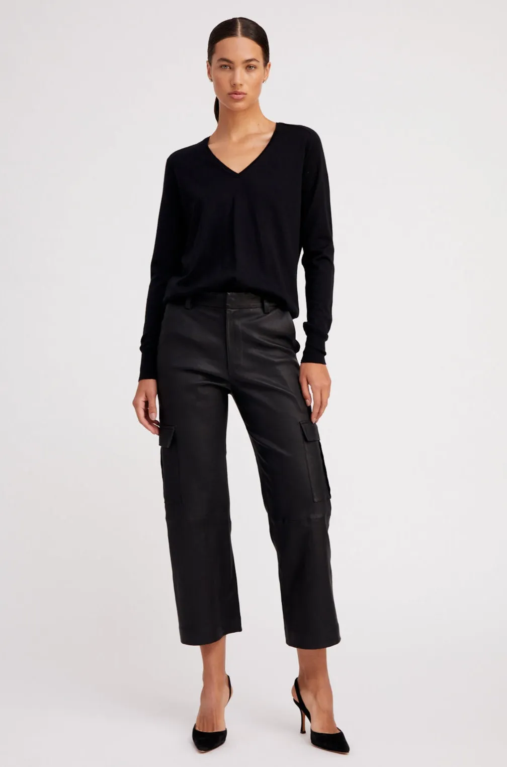 Black Cashmere V-Neck Sweater