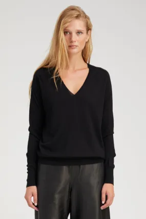 Black Cashmere V-Neck Sweater