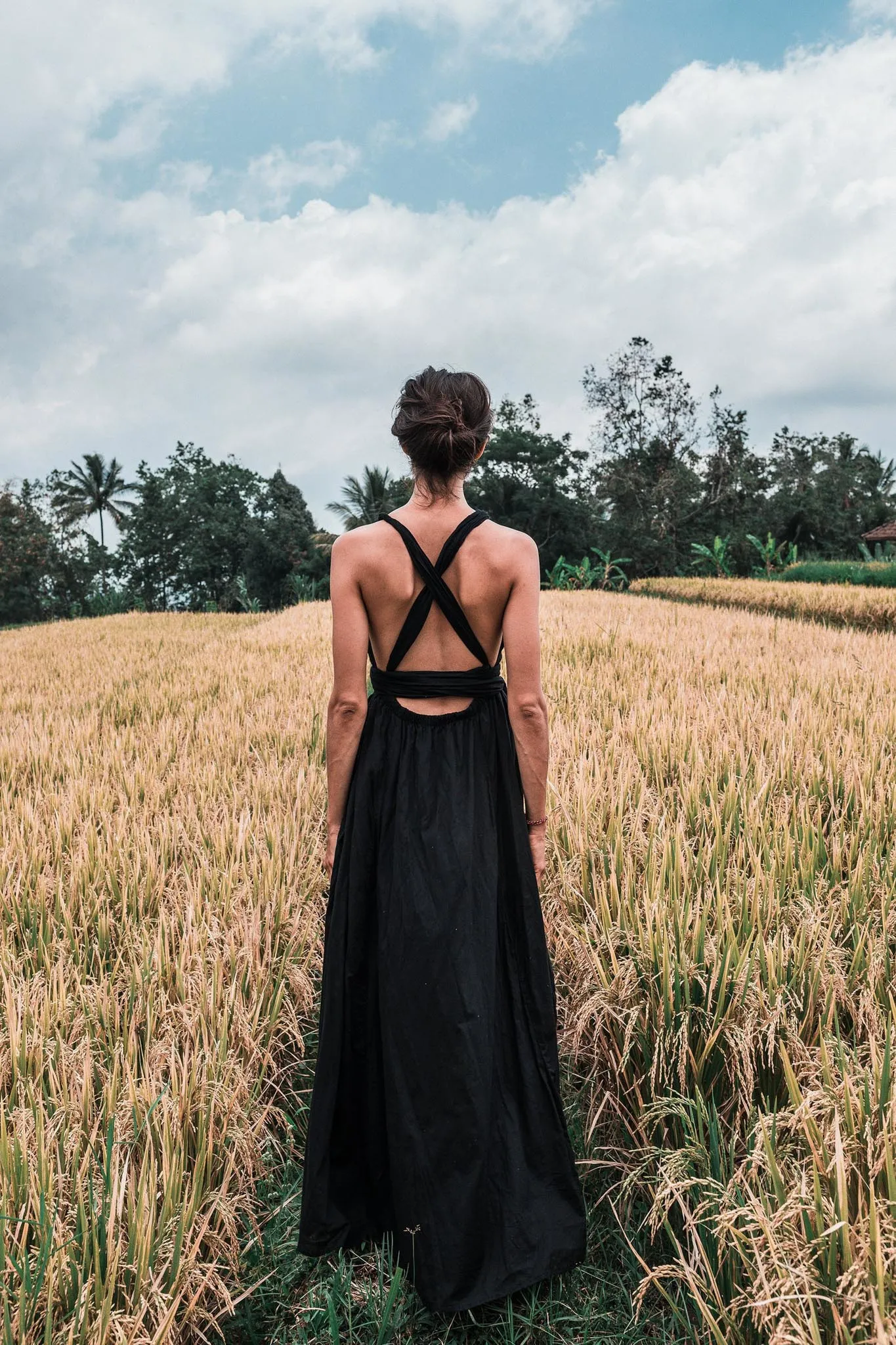 Black Cotton Bohemian Maxi Dress Convertible Dress