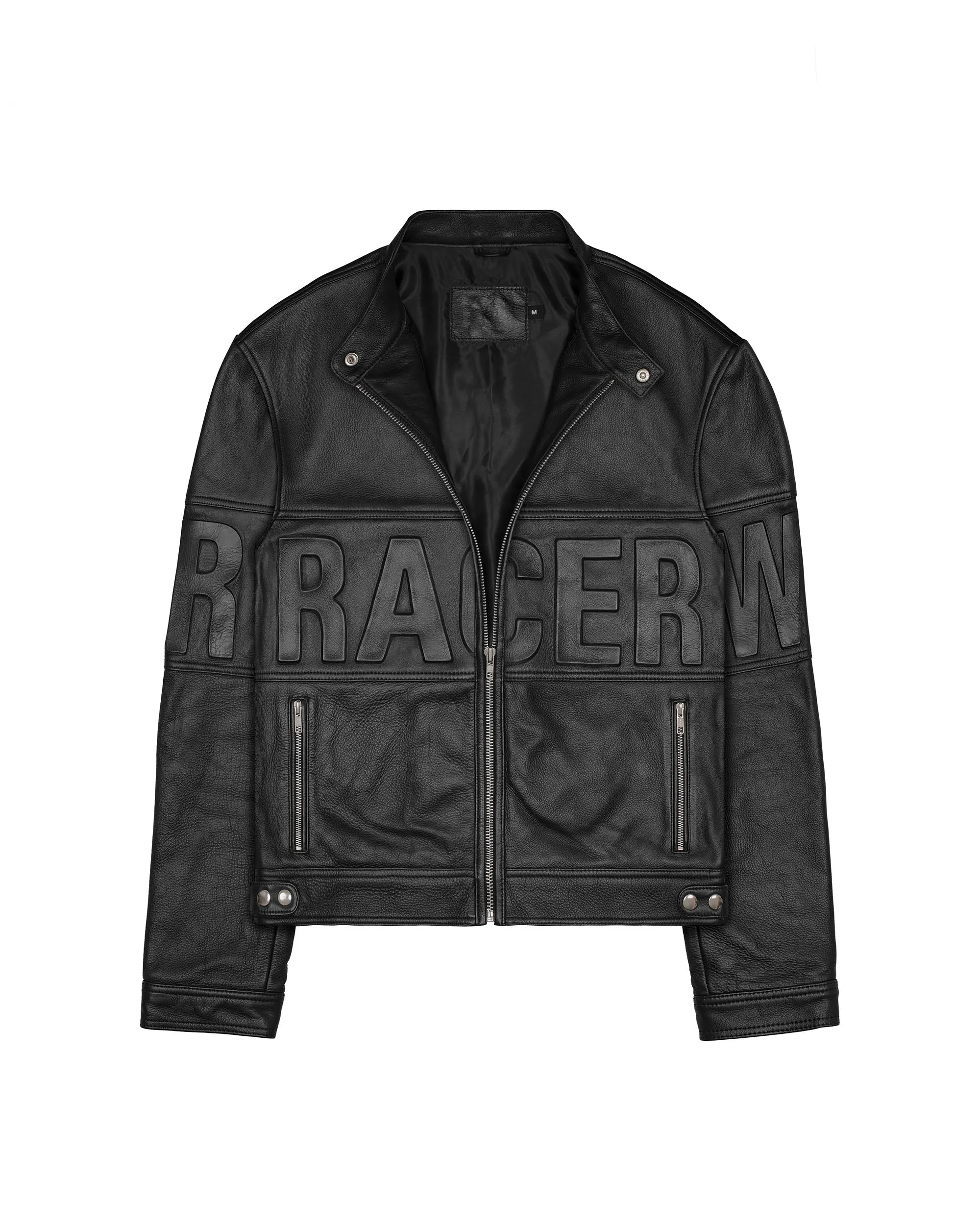 Black Embossed Leather Jacket