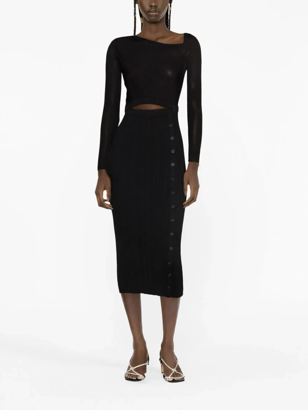 Black Knit Midi Dress