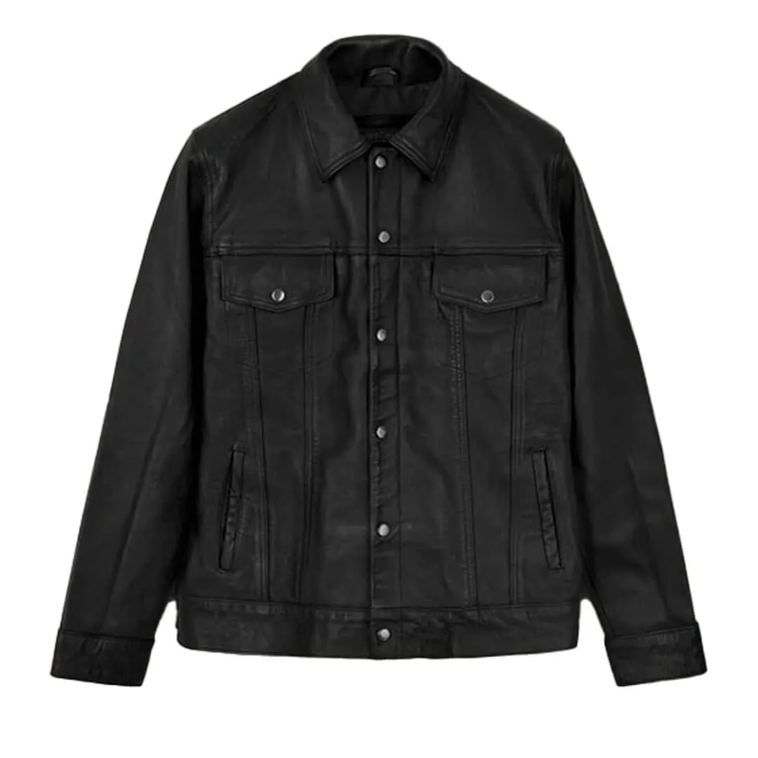 Black Leather Trucker Jacket