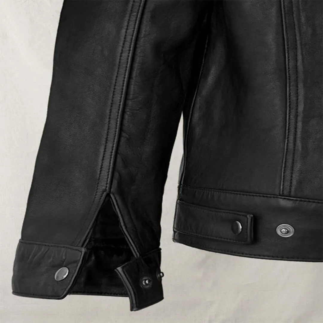 Black Leather Trucker Jacket