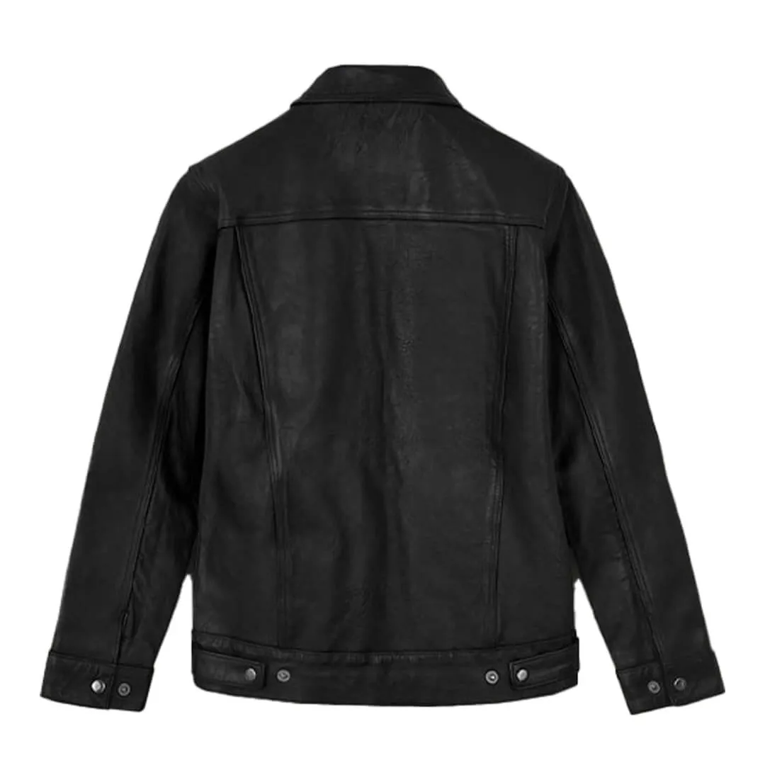 Black Leather Trucker Jacket