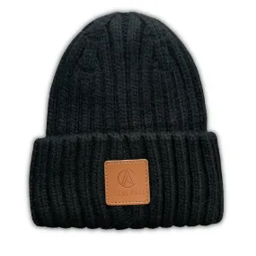 Black Ribbed Knit Beanie