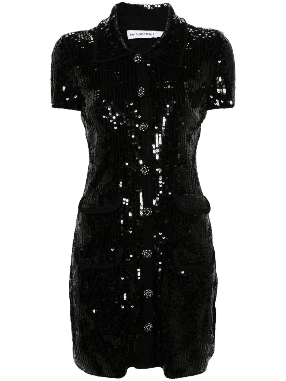 Black Sequin Knit Mini Dress