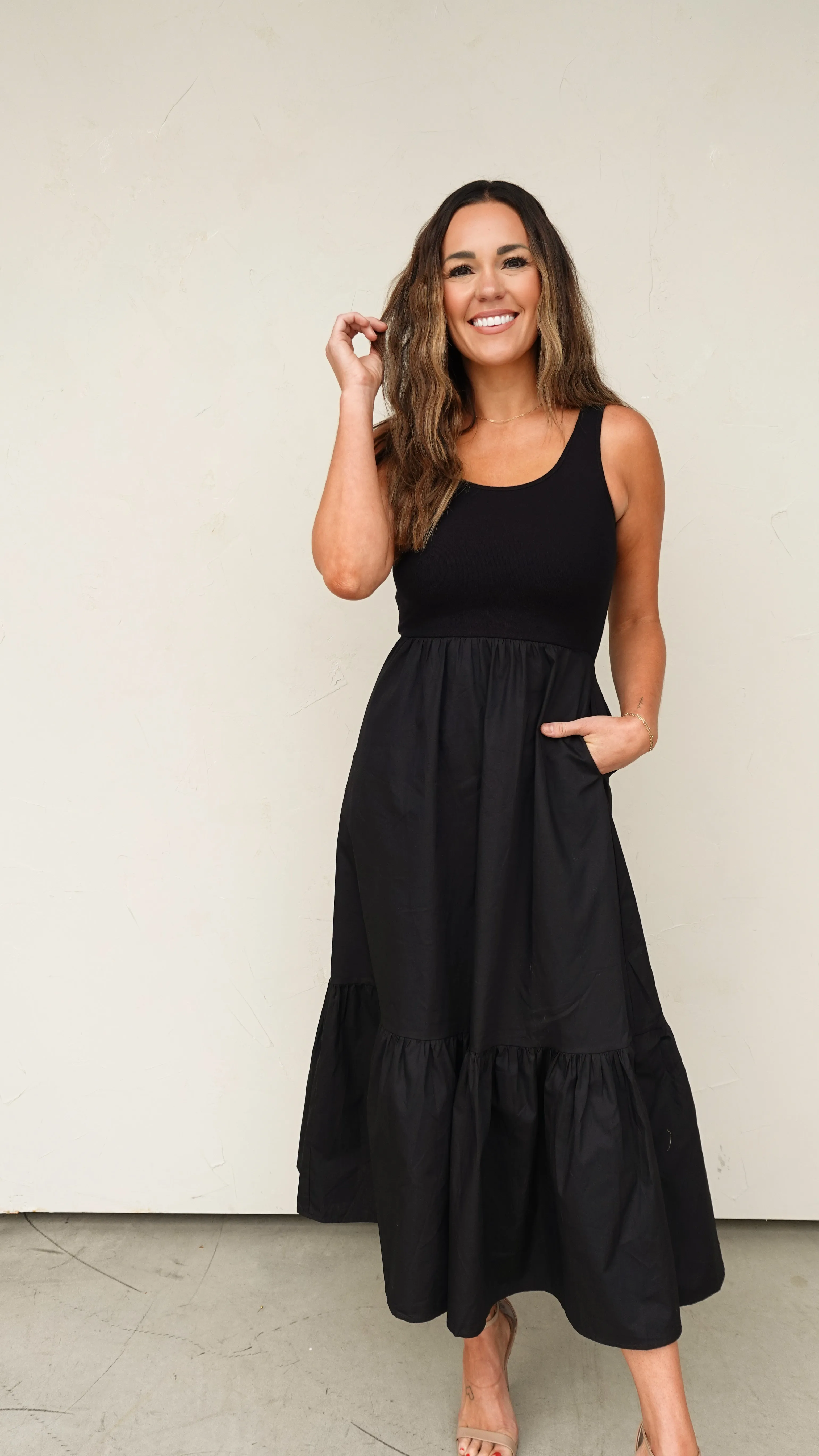 Black Woven Tank Dress