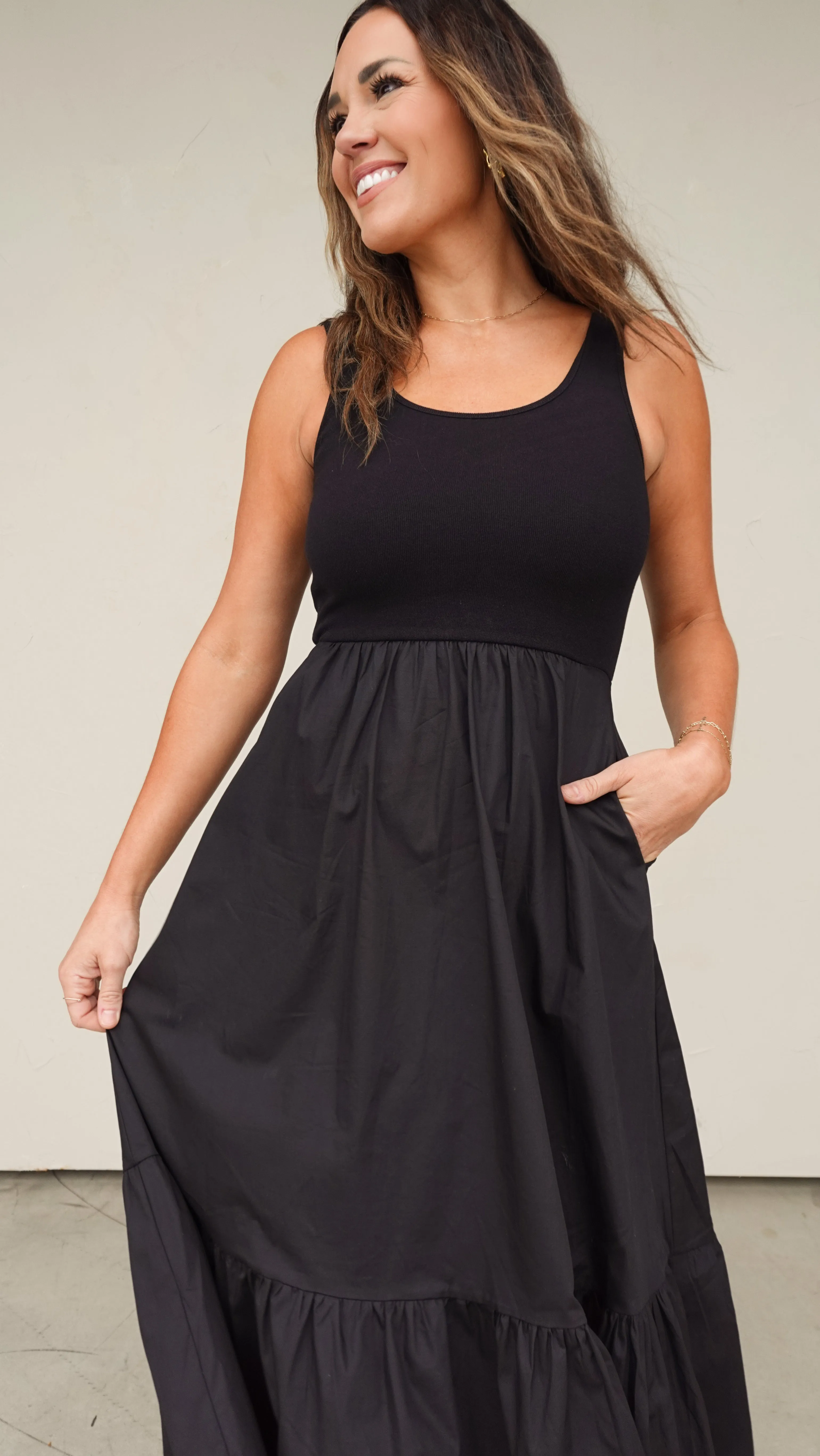 Black Woven Tank Dress