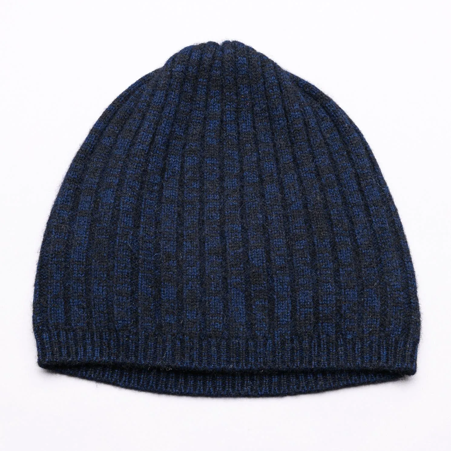 BROOME 100% Pure Cashmere Baby Rib Beanie, French Navy Melange