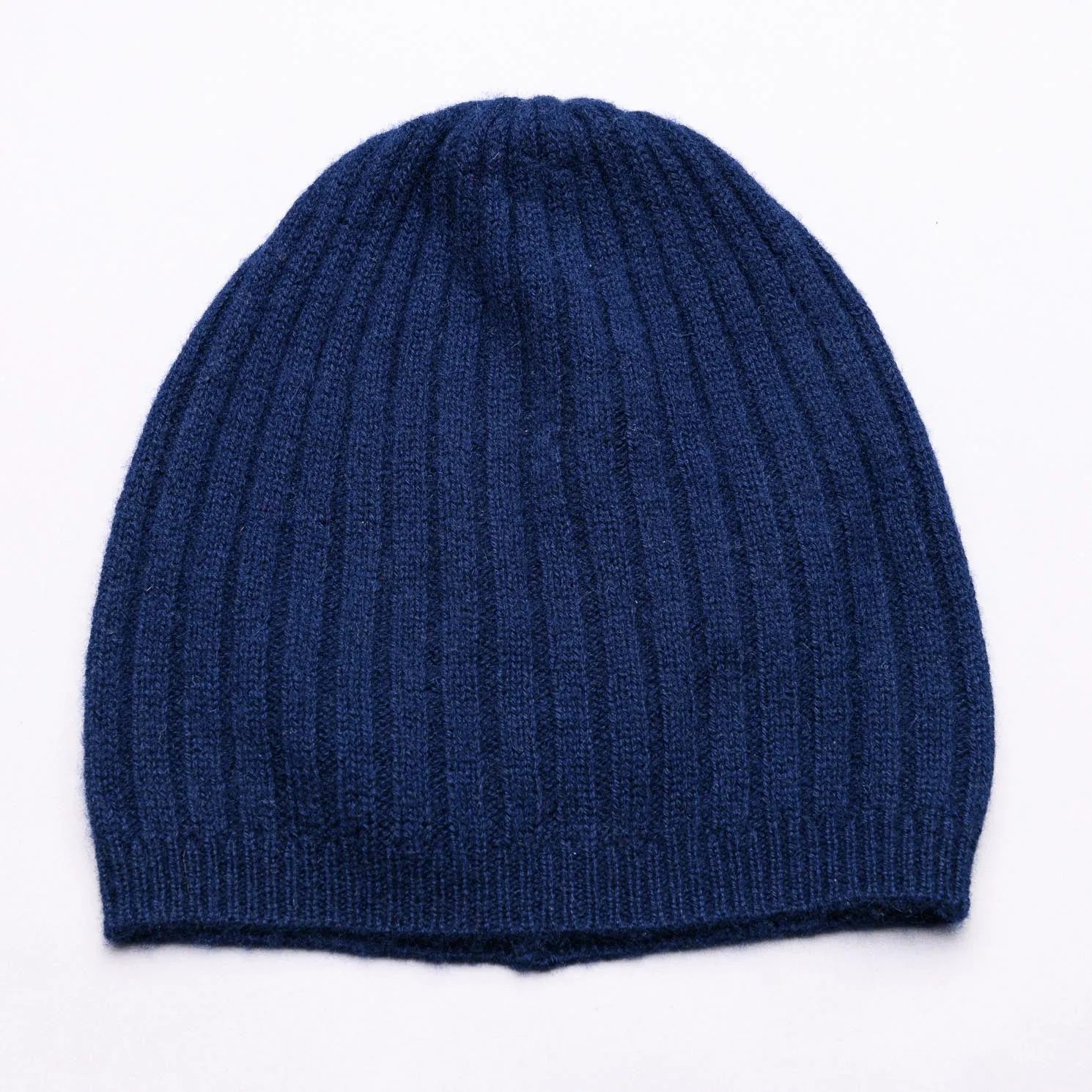 BROOME 100% Pure Cashmere Baby Rib Beanie, French Navy