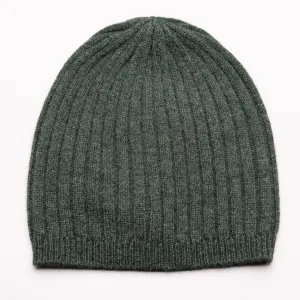 BROOME 100% Pure Cashmere Baby Rib Beanie, Pine Green