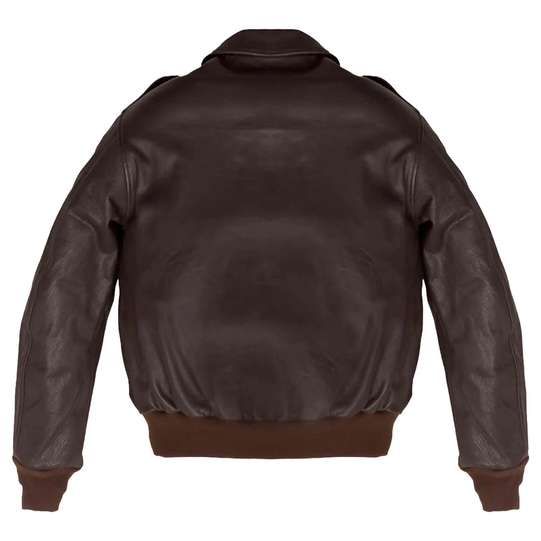 Brown Leather Bomber Jacket