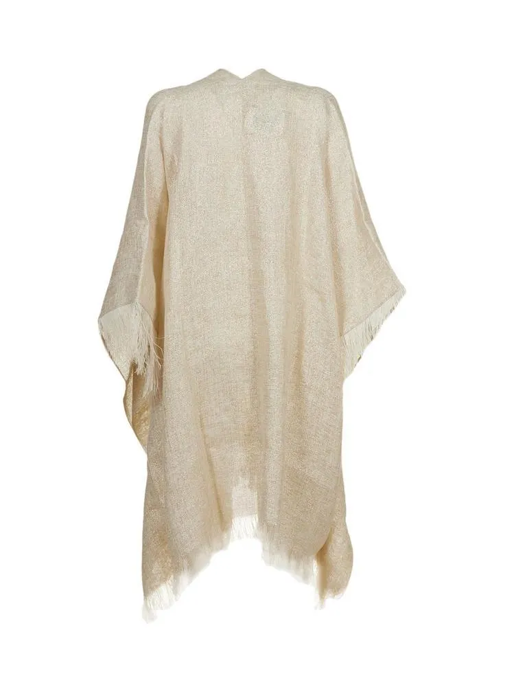 Brunello Cucinelli Feather Embellished Poncho