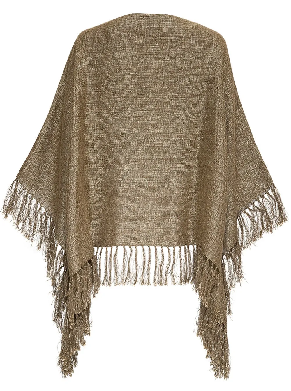 Brunello Cucinelli Fringed Metallic Knit Poncho