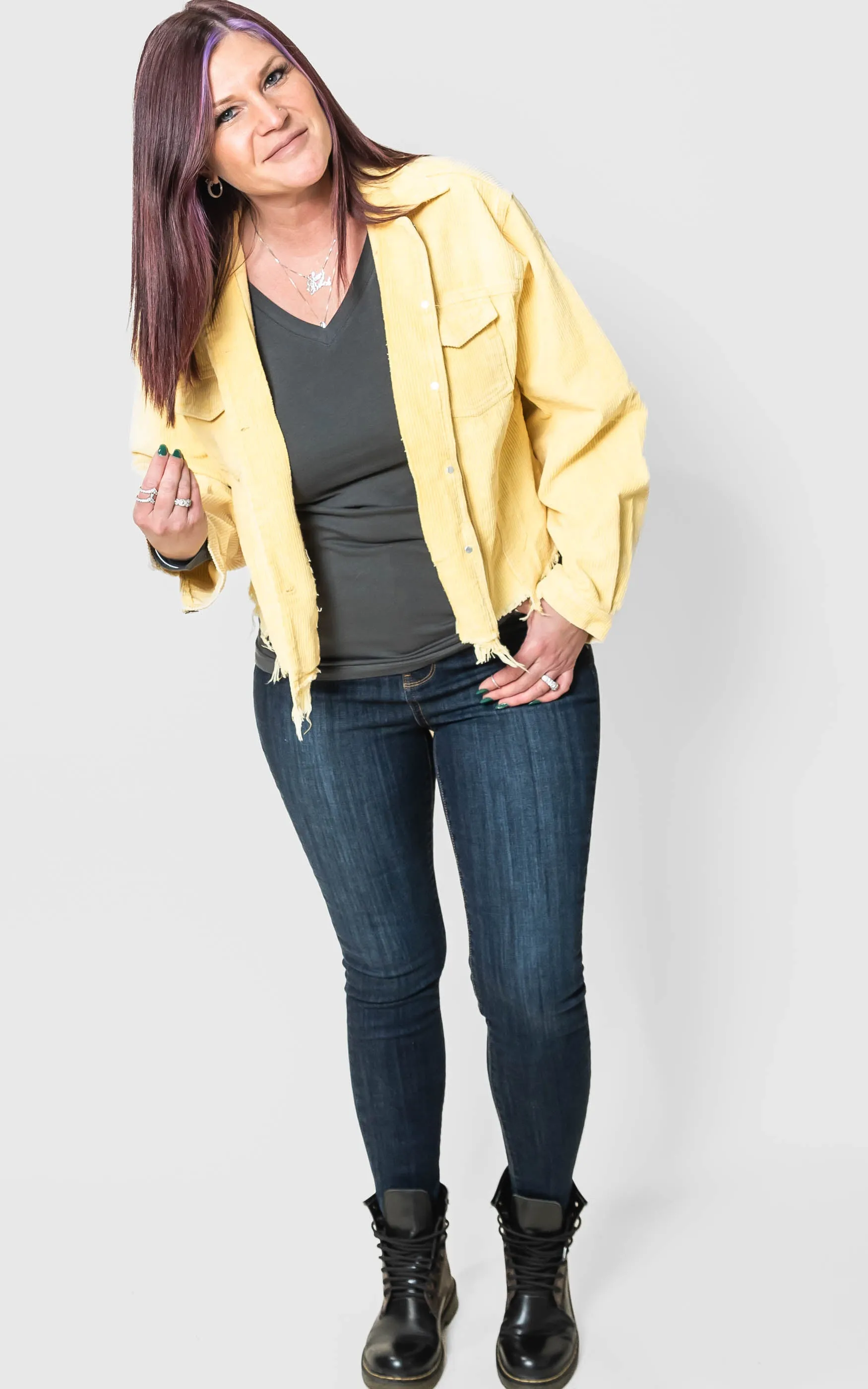 Bumble Bee Cropped Corduroy Jacket - POL Final Sale