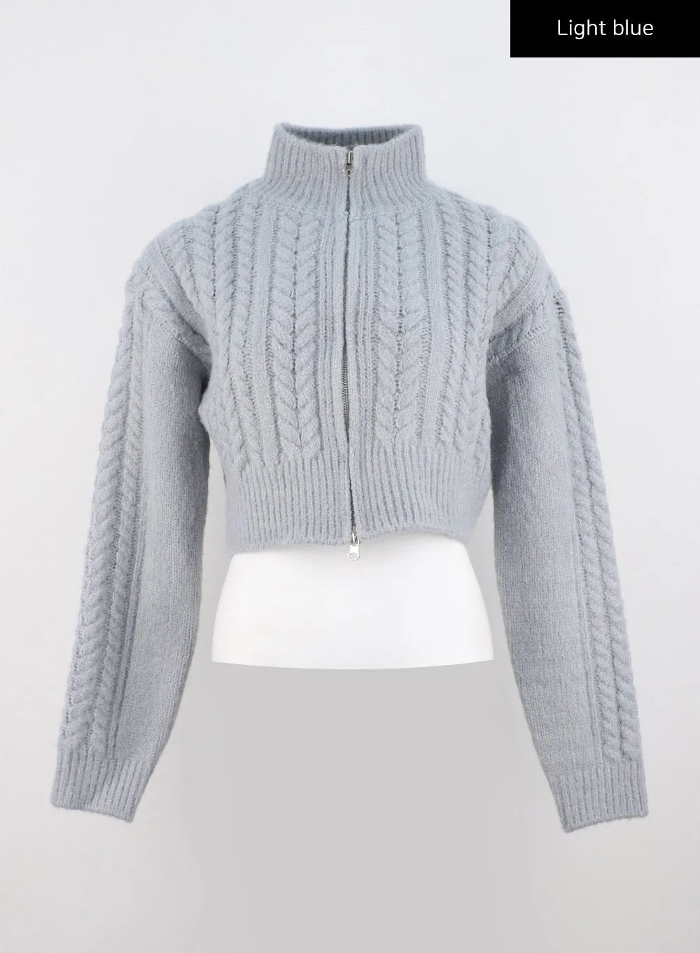 Cable Knit Zip-Up Sweater IS311