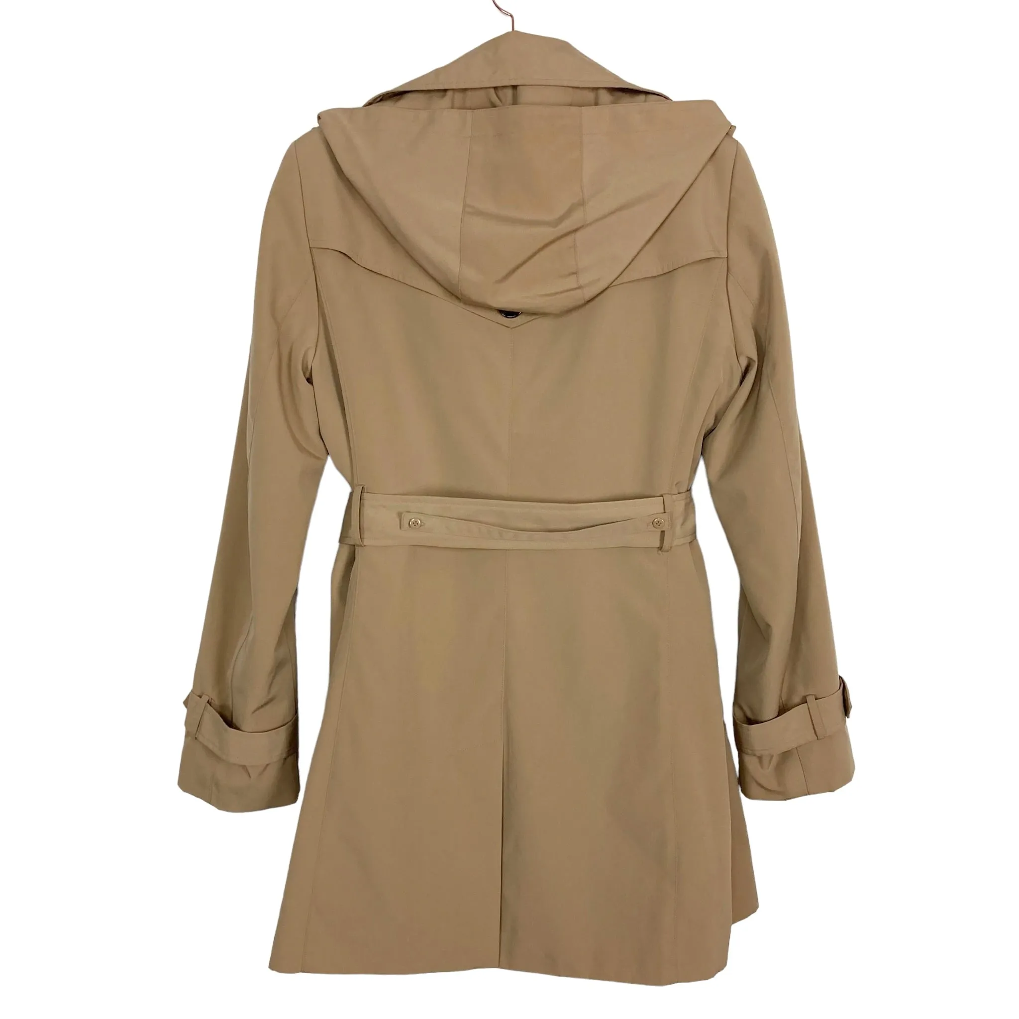 Calvin Klein Tan Belted Trench Coat with Hood- Size ~S (see notes)