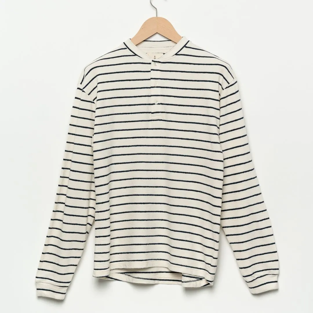 Carneiro Long Sleeve Henley (Navy Stripes)