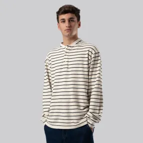 Carneiro Long Sleeve Henley (Navy Stripes)