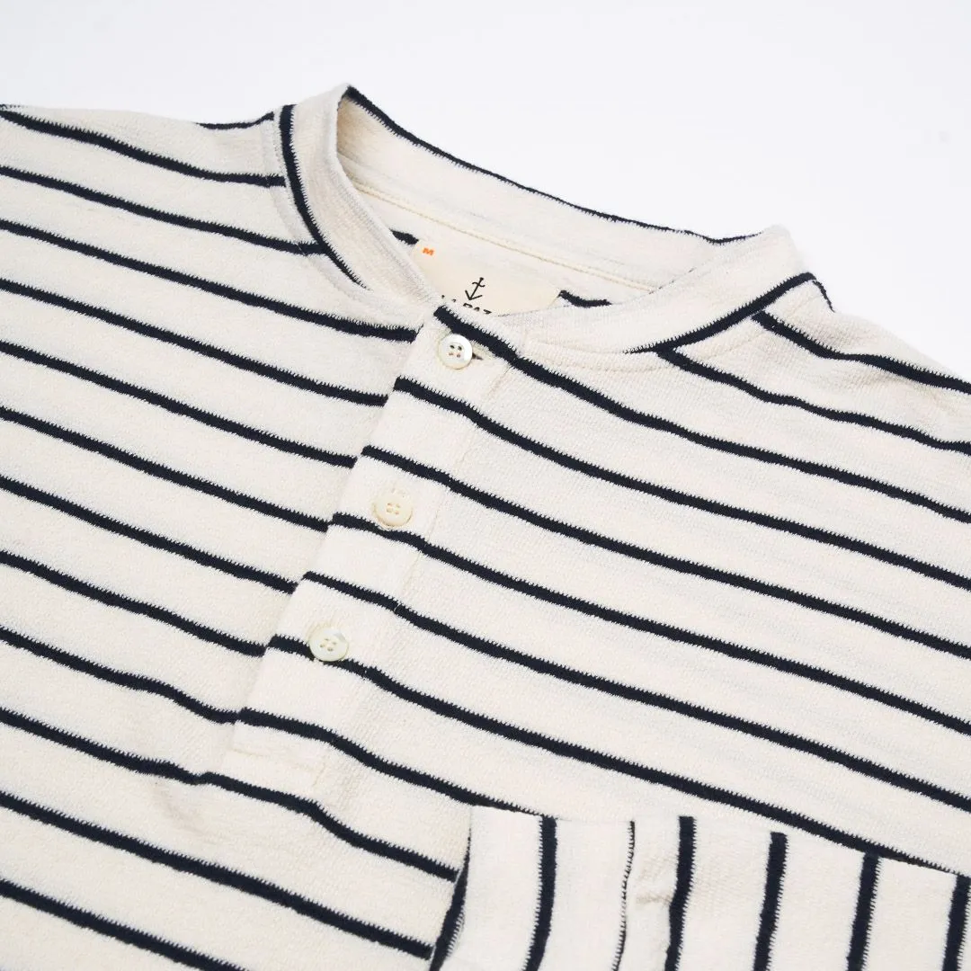 Carneiro Long Sleeve Henley (Navy Stripes)