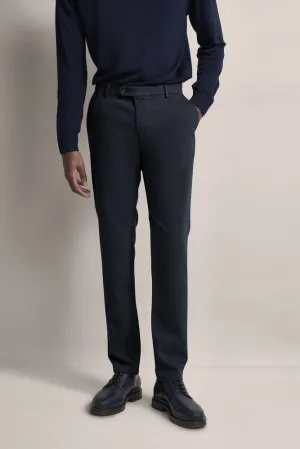 Cashmere Touch Printed Trousers - Navy