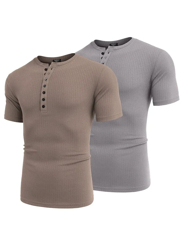 Casual 2-Pack Stretch Ribbed Shirts (US Only)