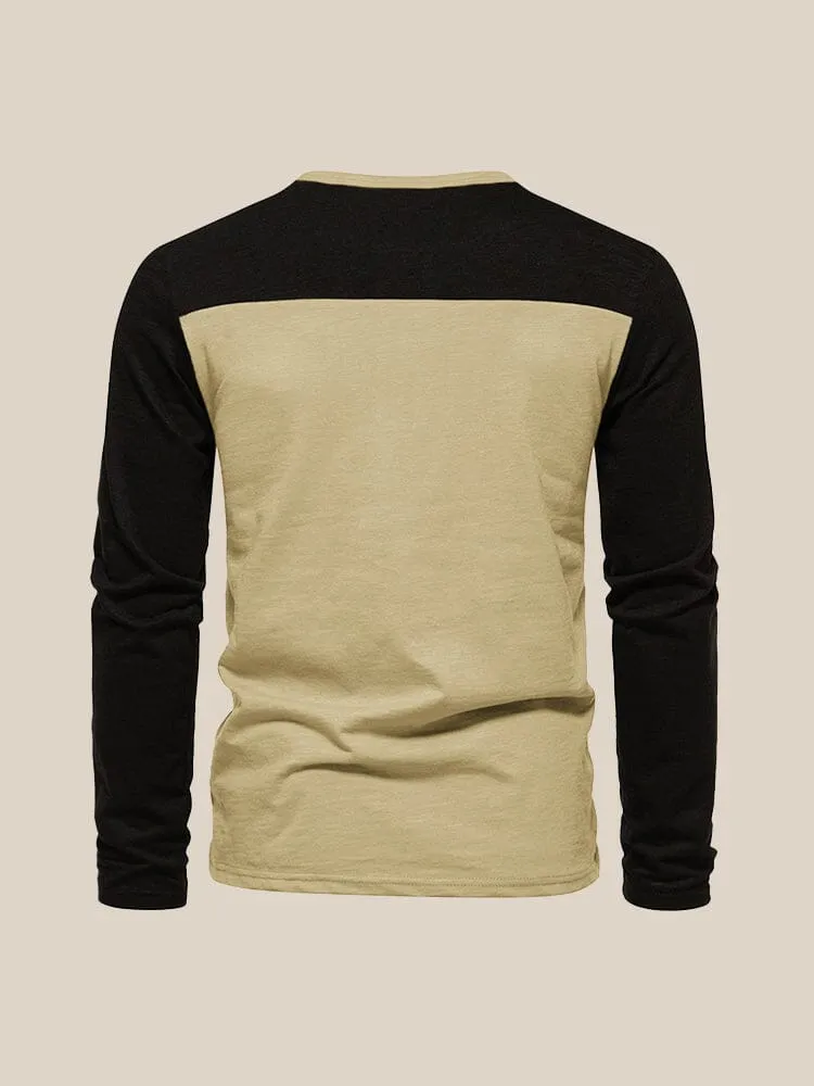 Casual Color Block Henley Shirt