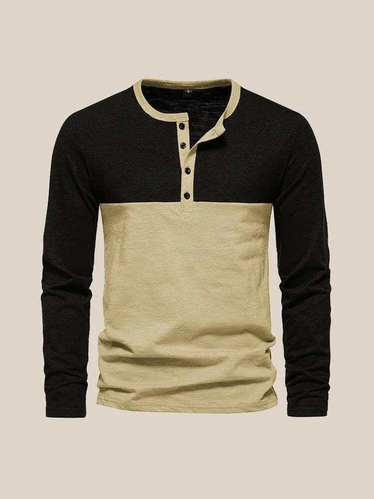 Casual Color Block Henley Shirt