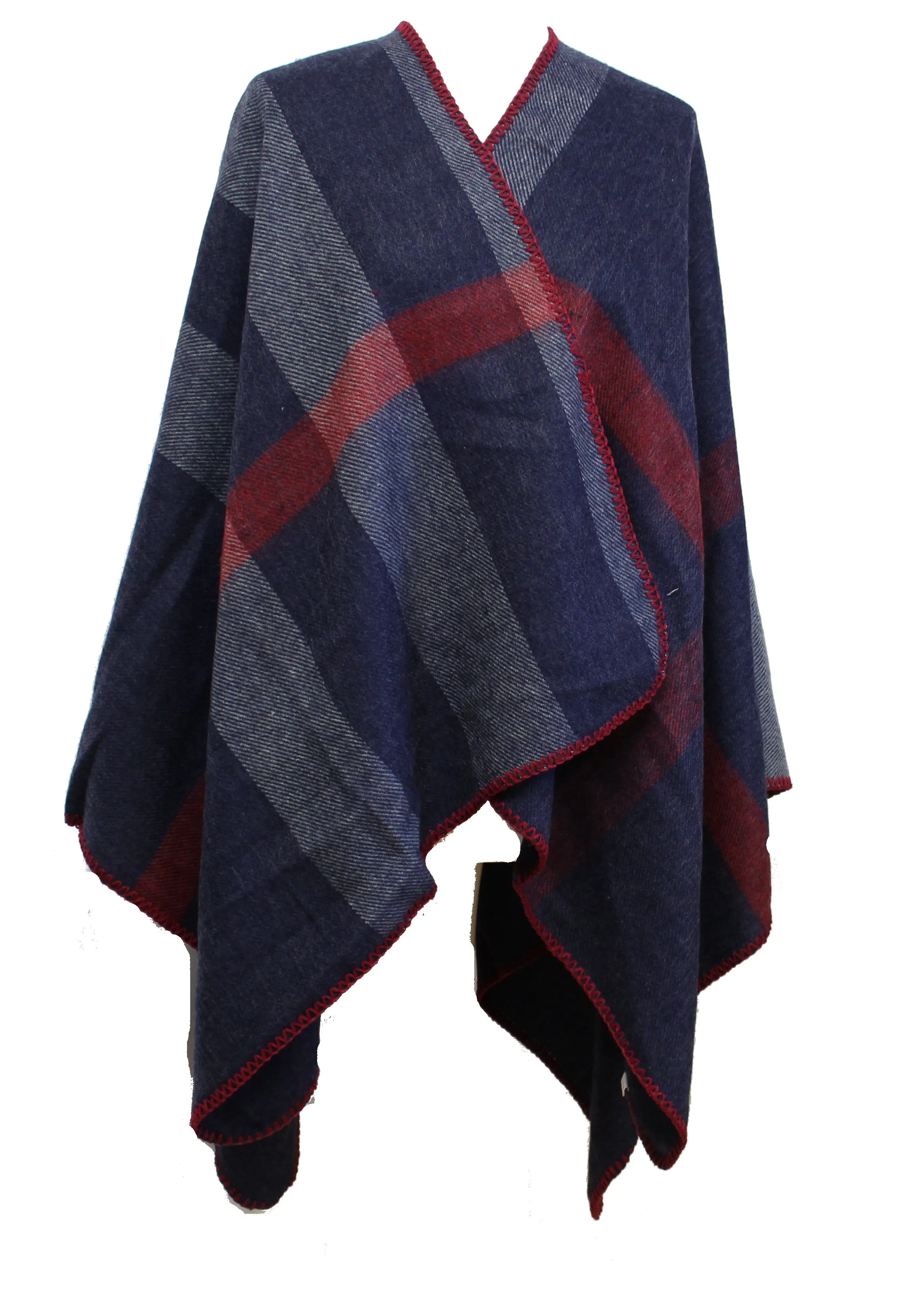 Checkered Winter Poncho/ Shawl