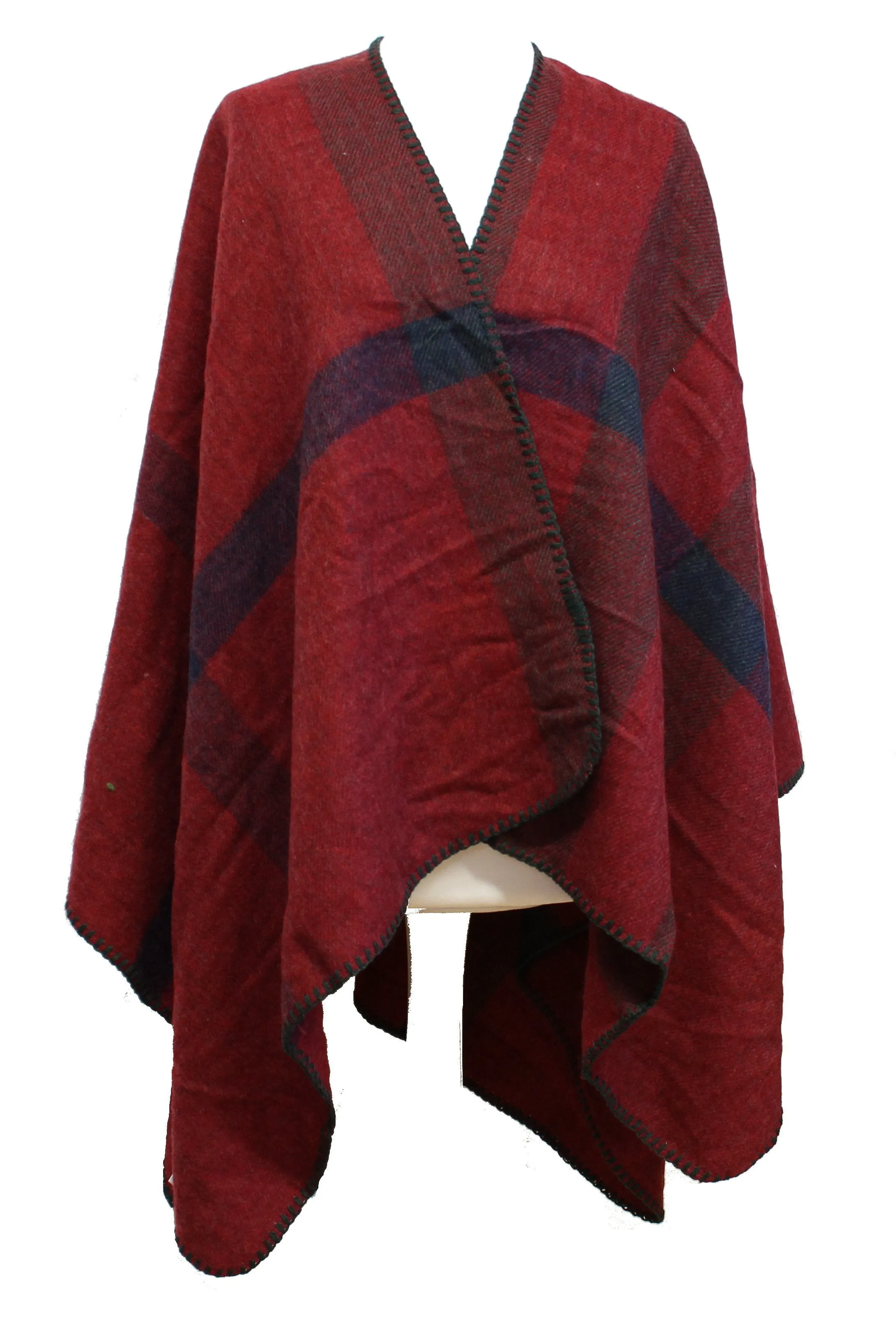 Checkered Winter Poncho/ Shawl