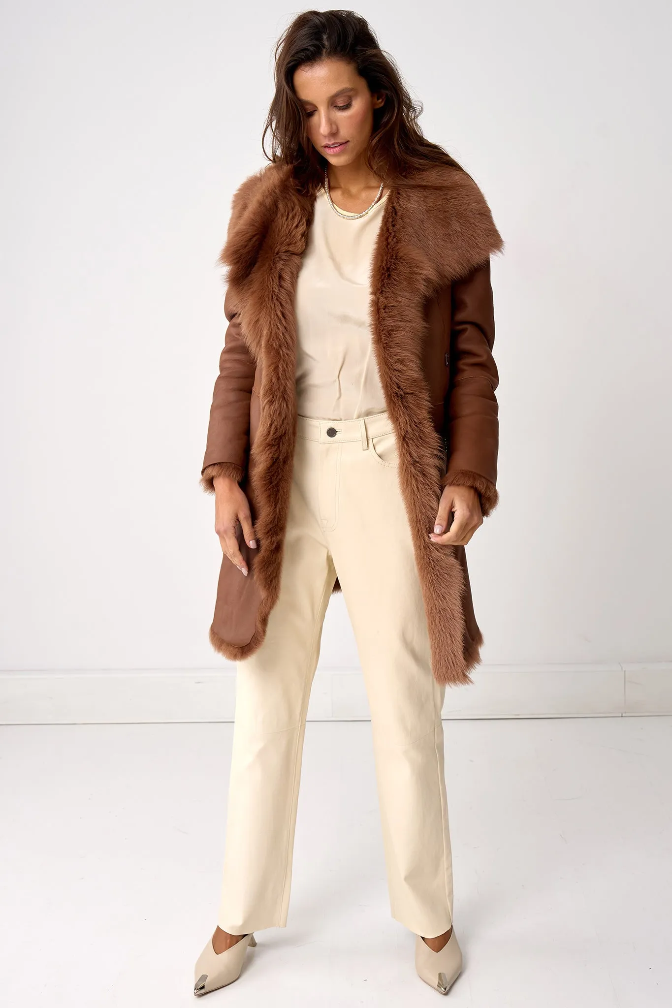 Chelsea Slouch Shearling Coat Noccialo Shearling