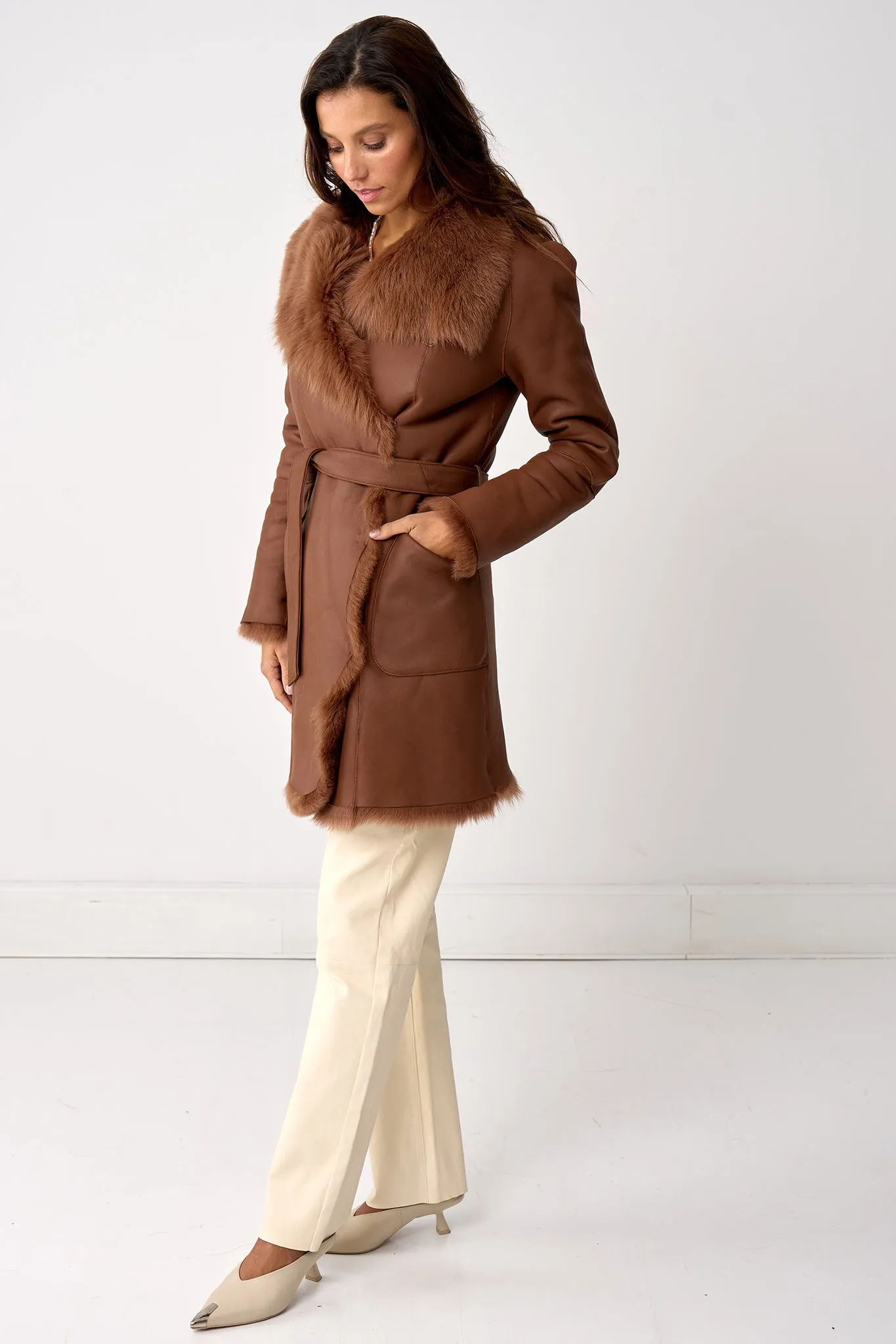 Chelsea Slouch Shearling Coat Noccialo Shearling