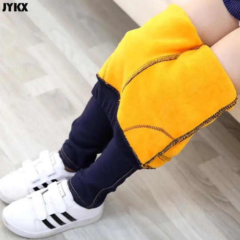 Children's Pants Winter Clothes New Thicker Middle-aged Kids 'Jeans Korean Style Stretch And Cashmere Girls