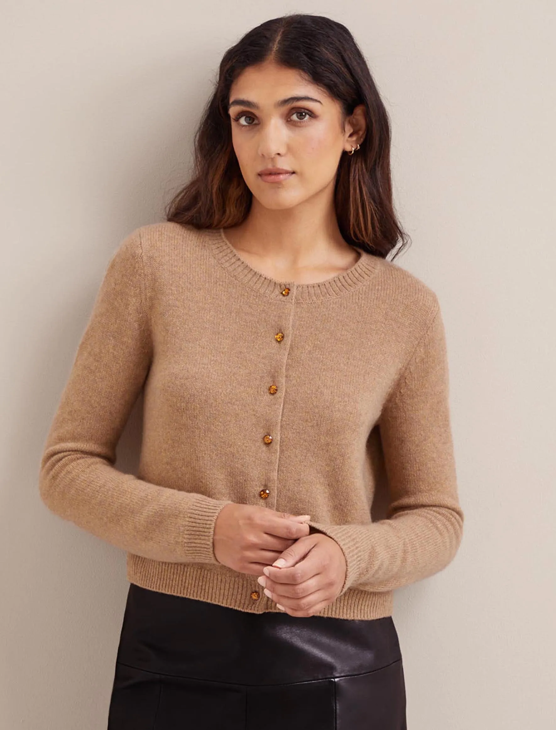 Clara Cashmere Cardigan - Camel