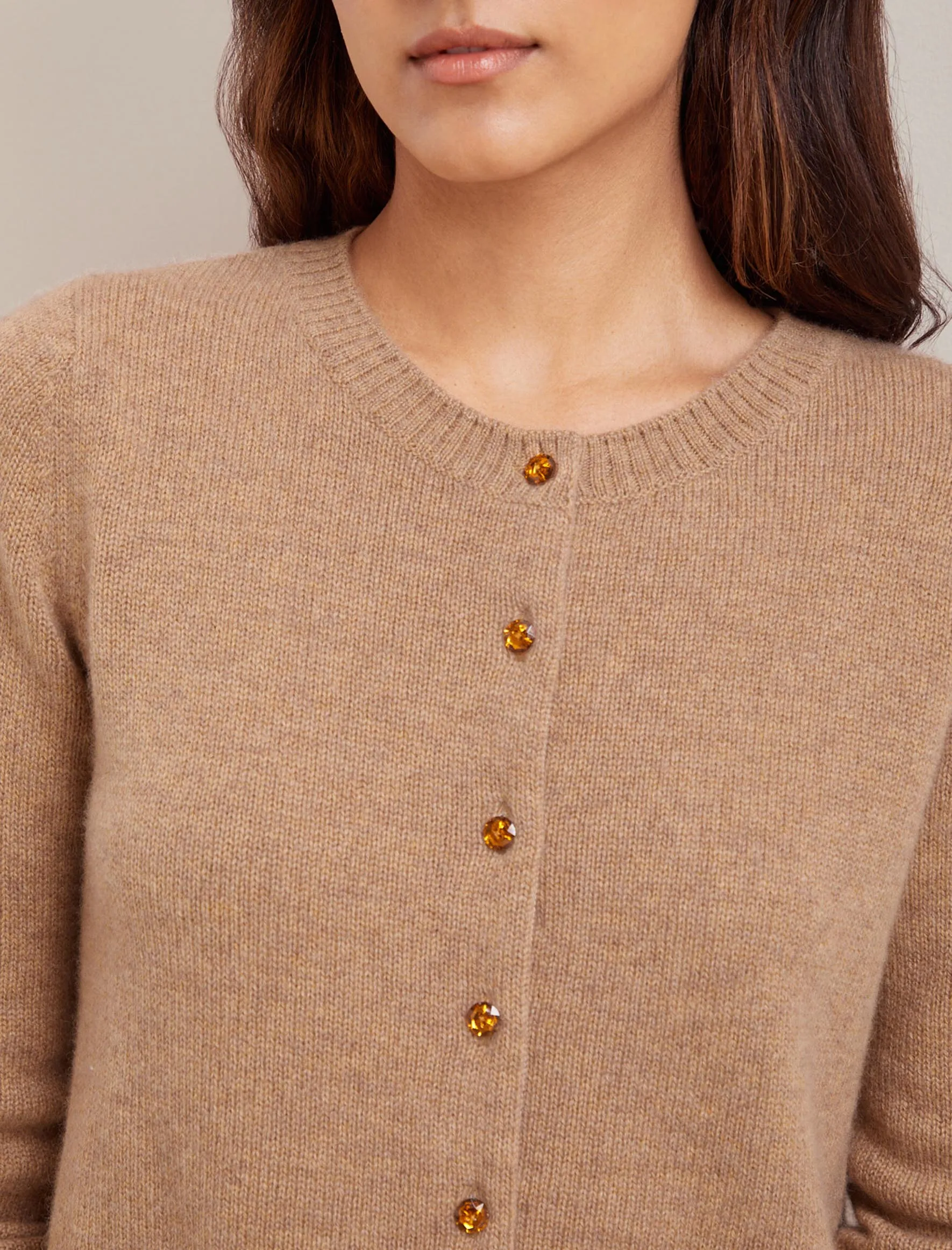 Clara Cashmere Cardigan - Camel