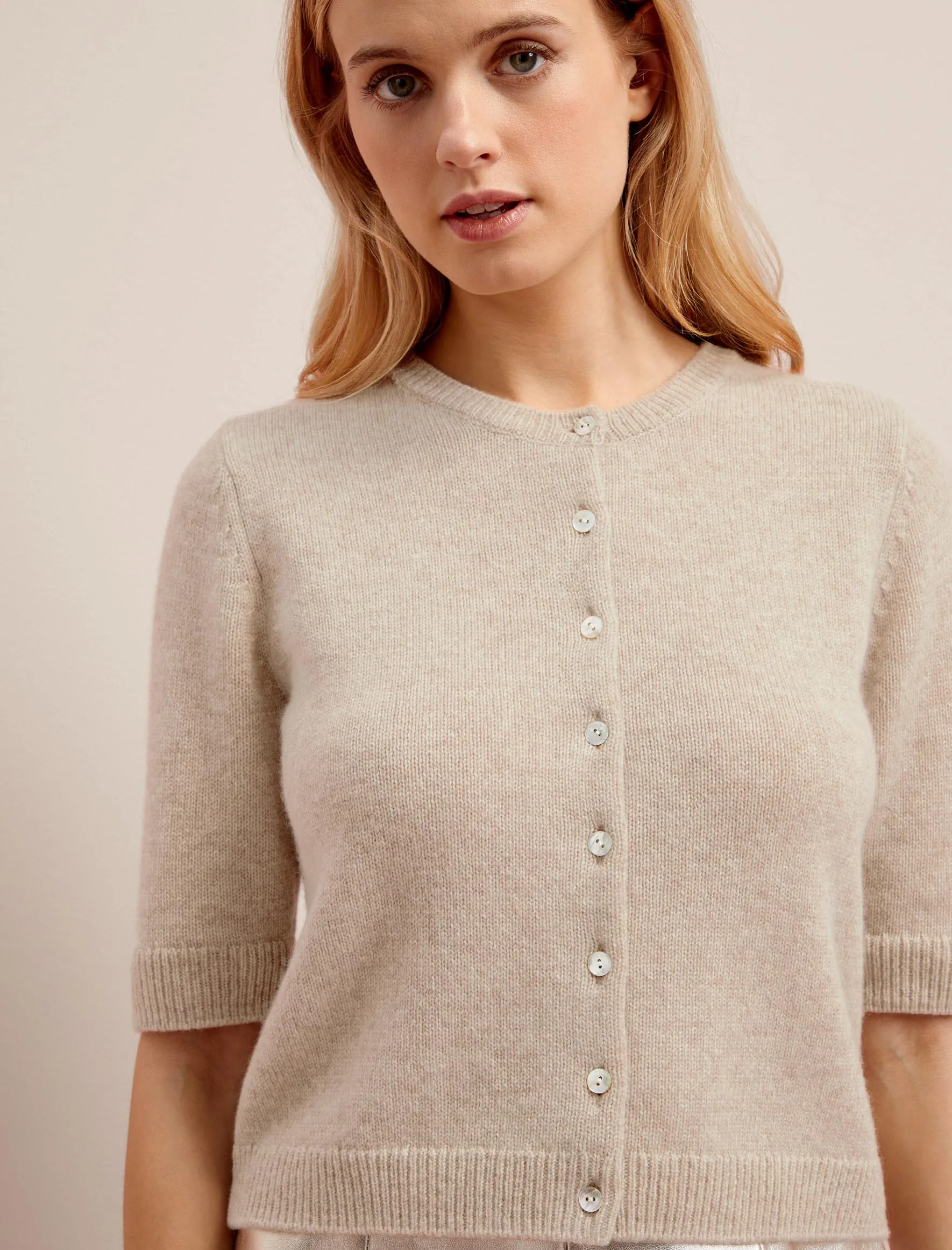 Clara Cashmere Cardigan - Sand