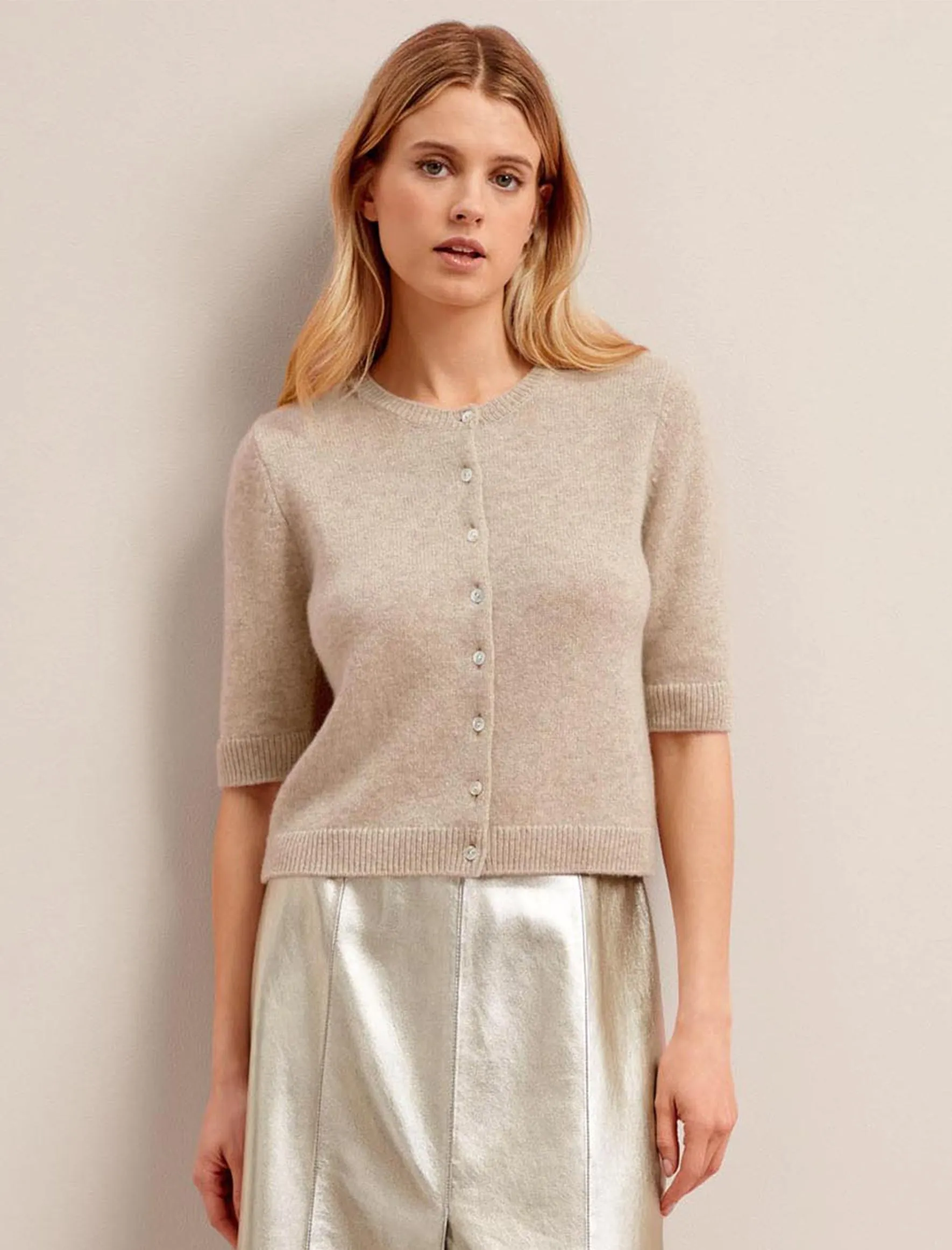 Clara Cashmere Cardigan - Sand