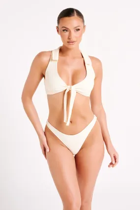 Clarita Recycled Tie Up Bikini Top - Ivory