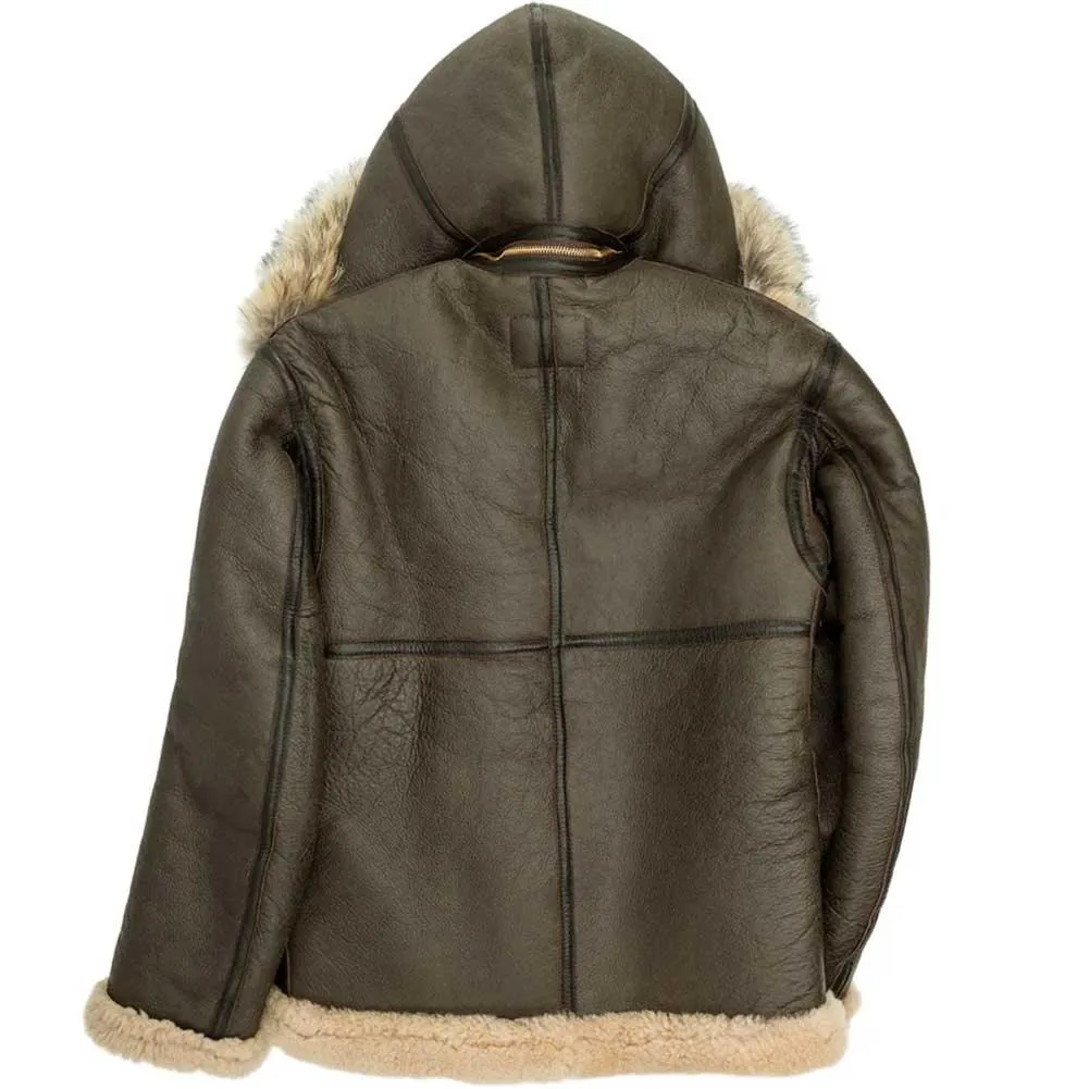 Cockpit USA Mens Dunkirk Hooded R.A.F. Sheepskin Bomber Jacket