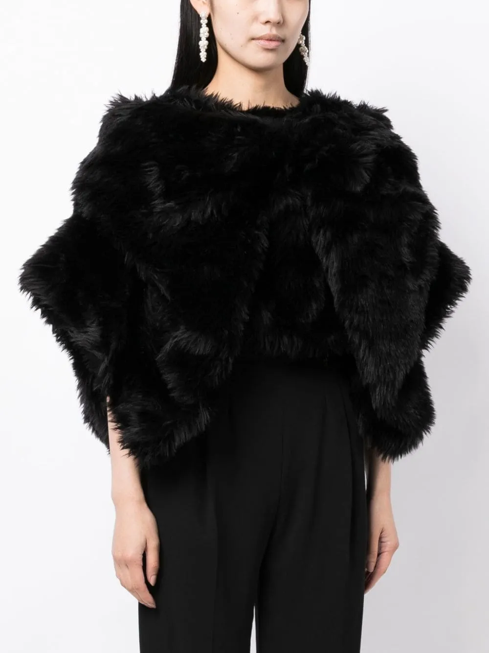 COMME DES GARÇONS Black Faux-Fur Cropped Jacket for Women