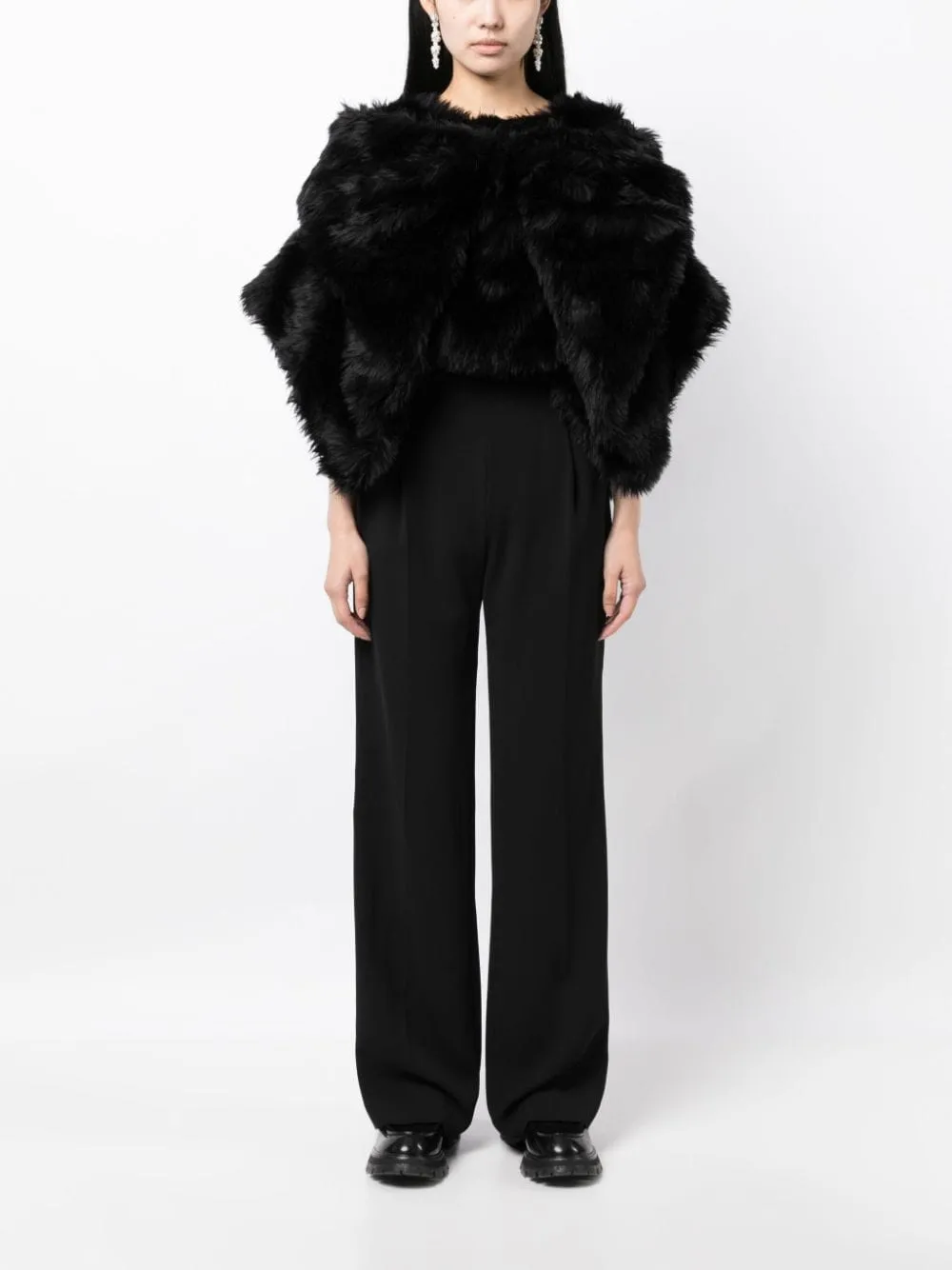 COMME DES GARÇONS Black Faux-Fur Cropped Jacket for Women