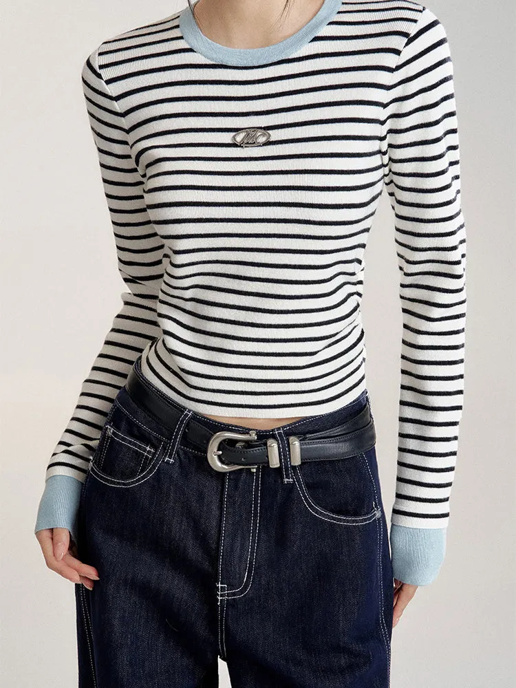 Contrast Striped Slim-Fit Knitted Base Layer