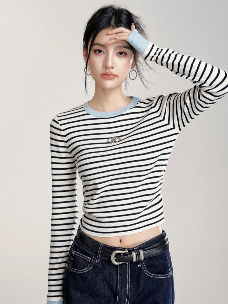 Contrast Striped Slim-Fit Knitted Base Layer