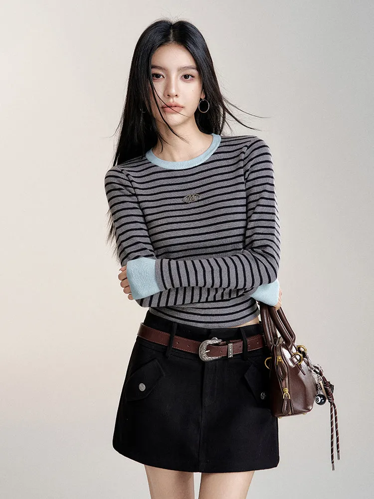 Contrast Striped Slim-Fit Knitted Base Layer